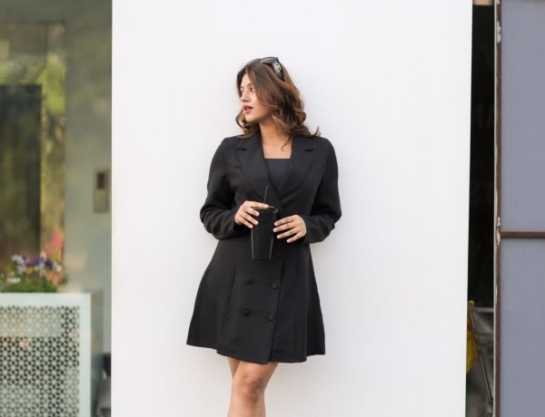 Social Media fame Anjali Arora Sizzles in Hot Black Blazer Dress