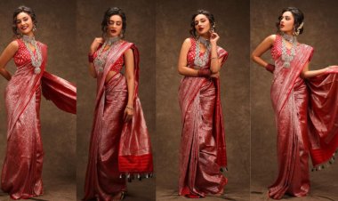 Seerat Kapoor's Toned Physique in this Six Yard Pure Banarasi Silk Saree Exudes Elegance Fans Call Her Apsara