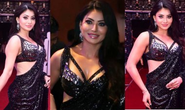 Urvashi Rautela Stuns in a Black Shimmer Saree at the Pre-release Event of BRO-The Avtar Alongside Megastar Pawan Kalyan Showers Praises for the actress