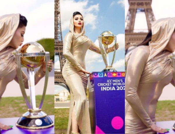Urvashi Rautela Kisses ICC Cricket World Cup Trophy In Paris At Eiffel Tower Says, 'Kiss on your behalf '