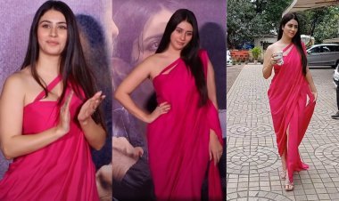 Warina Hussain Amps Up Hotness Quotient In Hot Pink Saree Draped Dress At Yaariyan 2 Trailer Launch