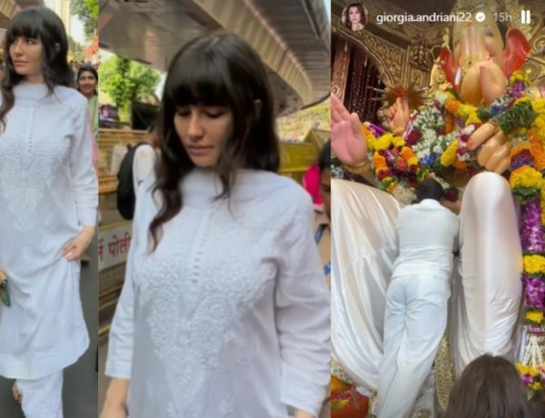 Giorgia Andriani Looks Divine Beauty As She Seeks Blessing Of Lalbaugcha Raja For First Time Ever In Her Life