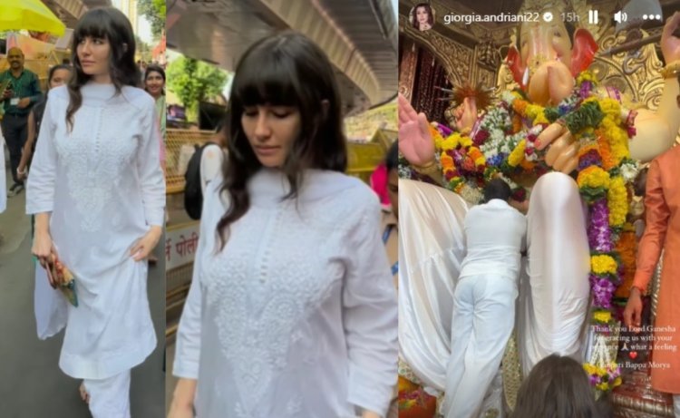 Giorgia Andriani Looks Divine Beauty As She Seeks Blessing Of Lalbaugcha Raja For First Time Ever In Her Life