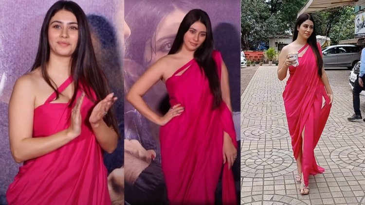 Warina Hussain Amps Up Hotness Quotient In Hot Pink Saree Draped Dress At Yaariyan 2 Trailer Launch