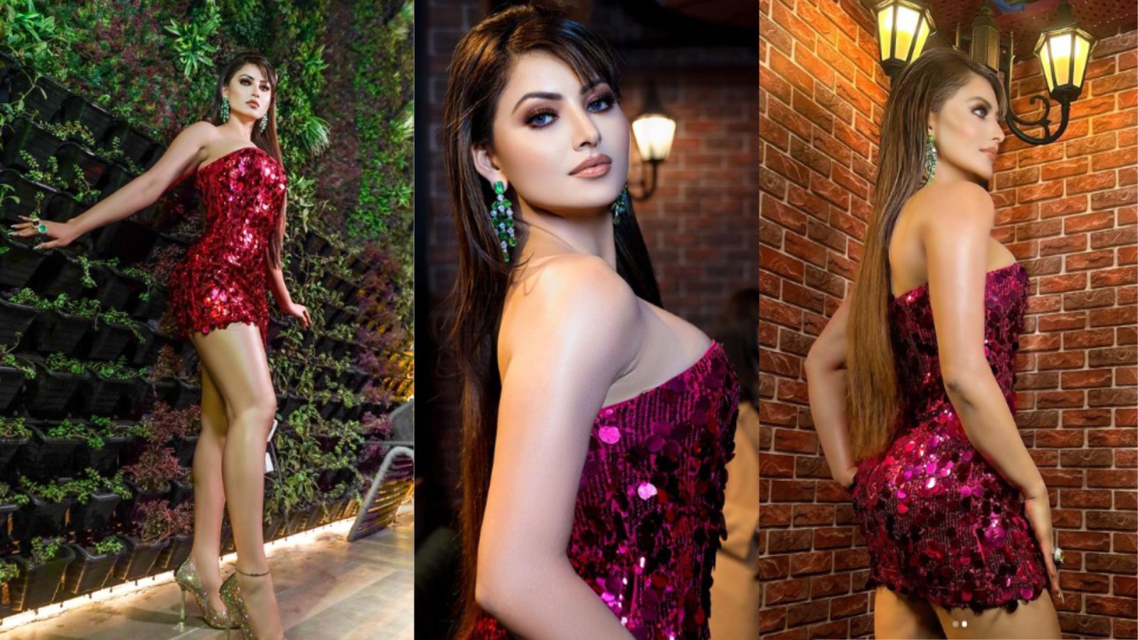 Urvashi Rautela Looks Oh-so-fab In Sequinned Fuschia Pink Off-shoulder Dress