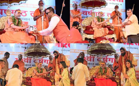 Dr. Nikesh Jain Madhani, Dr. Ramkumar Pal and Seema Meena Blessed from Shankaracharya Swami Avimukteshwaranand