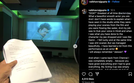 'Gullak' fame Vaibhav Raj dubs for Vijay in the Hindi version of 'GOAT', expresses happiness by sharing pictures