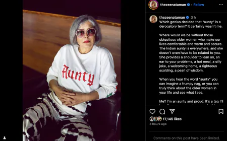Zeenat Aman wrote, "Which genius decided that “aunty” is a derogatory term? It certainly wasn’t me..."