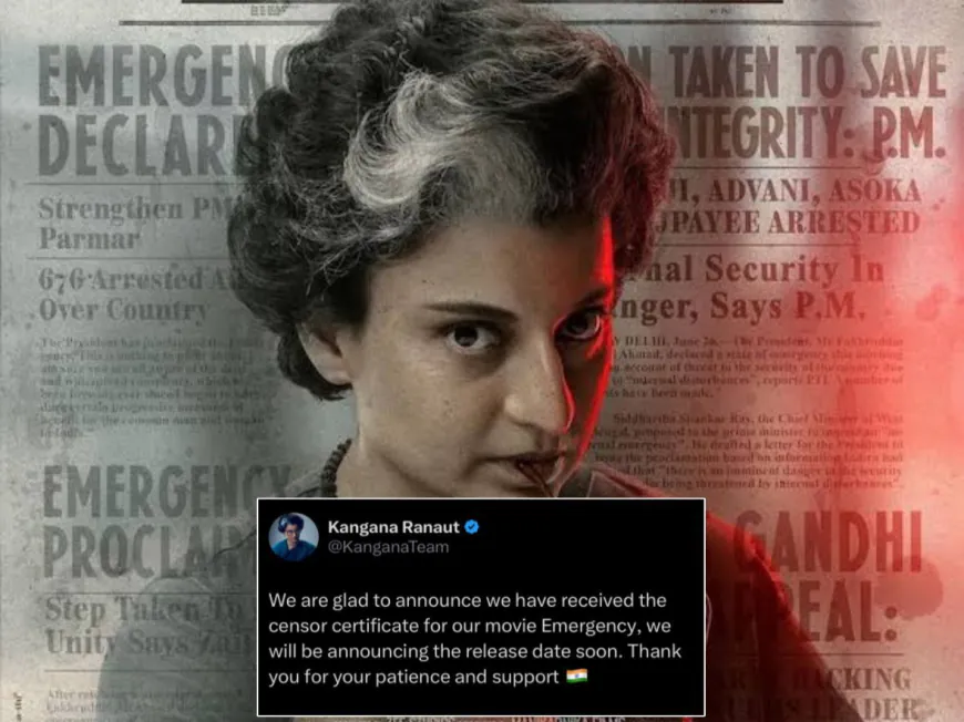 Kangana Ranaut’s 'Emergency' Secures Censor Certificate, Release Date Announcement Coming Soon