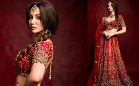 Giorgia Andriani's Royal Bridal Transformation In A Regal Red Lehenga By Harsh and Ankesh Couture Will Surely Mesmerize You