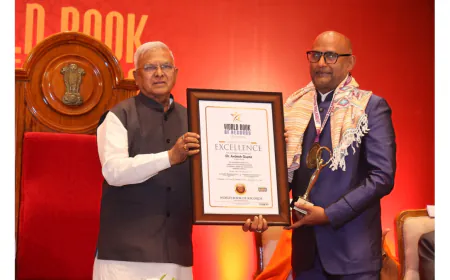 Madhya Pradesh Governor Hon. Shri Mangubhai C. Patel bestowed the World Book of Records Certificates in Indore