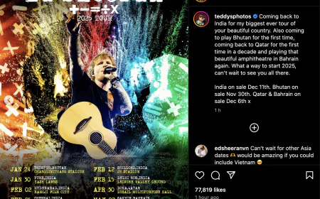 Ed Sheeran is going to perform concerts in India's 6 cities in 2025