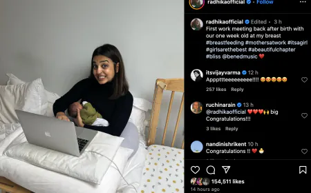 Radhika Apte became a mother after 12 years of marriage; Shared picture working while breastfeeding her daughter
