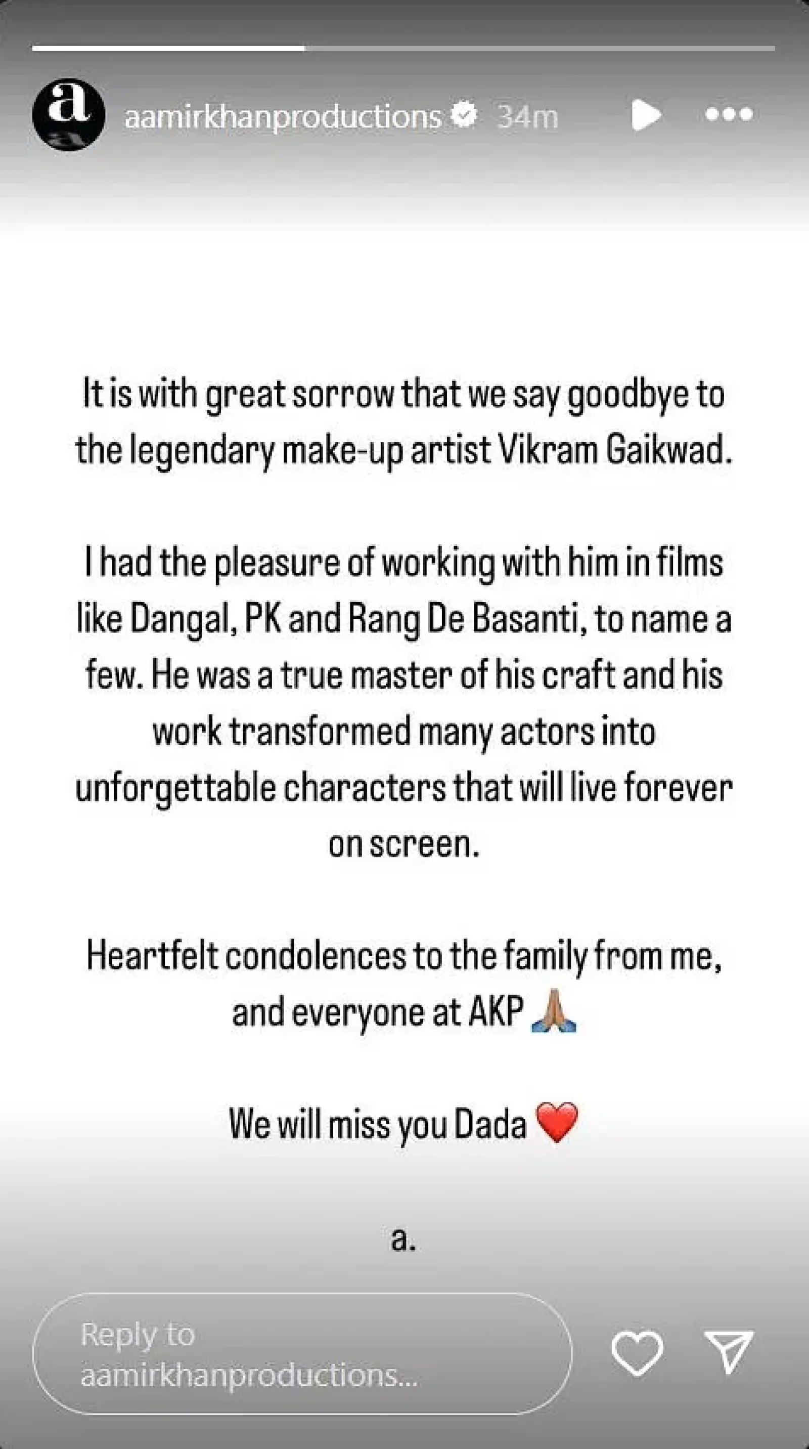 Aamir Khan expressed grief over the death of makeup artist, wrote a very emotional post