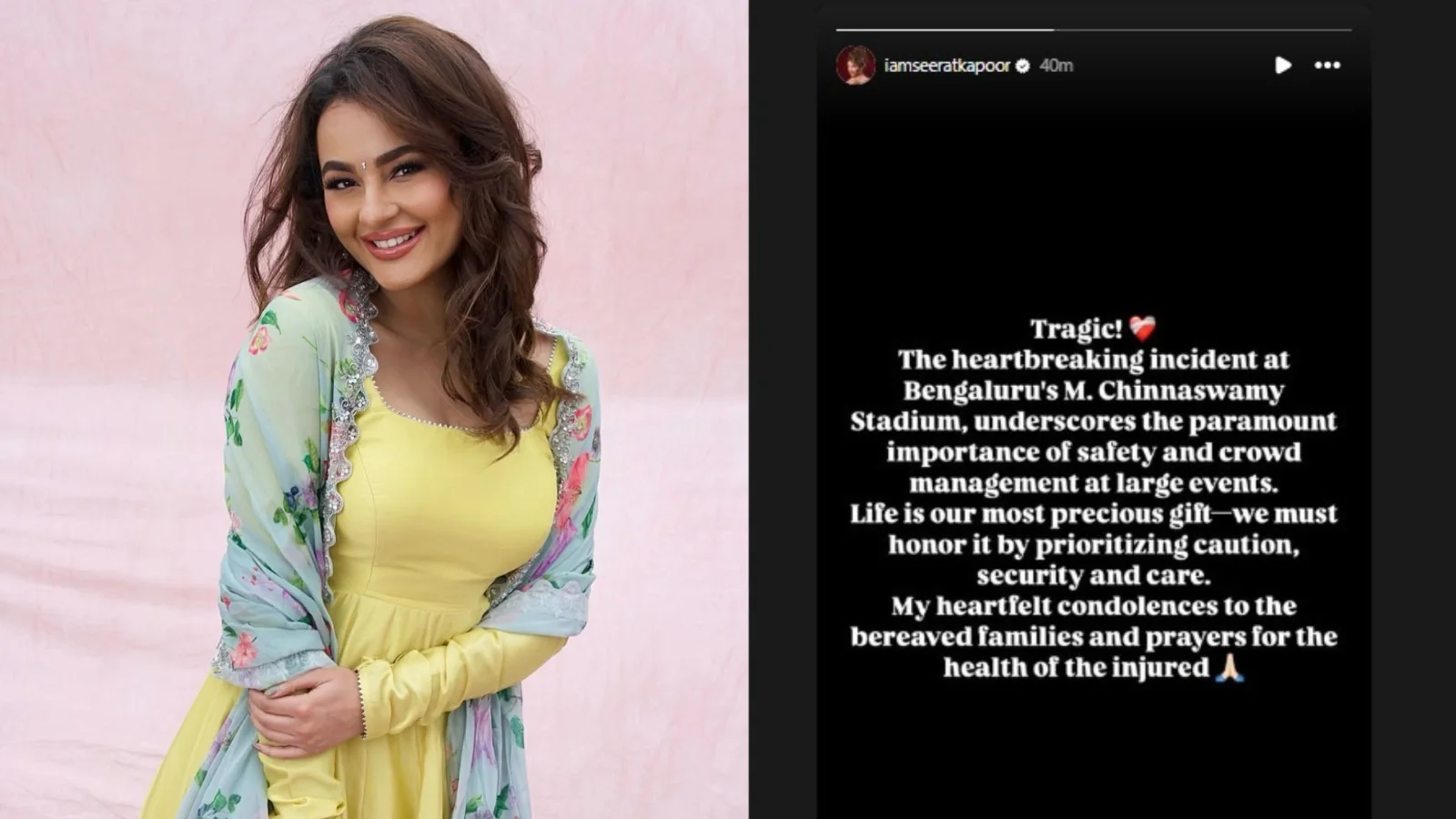 Seerat Kapoor Mourns RCB Parade Stampede: 'Life is Precious, Must Honor It'