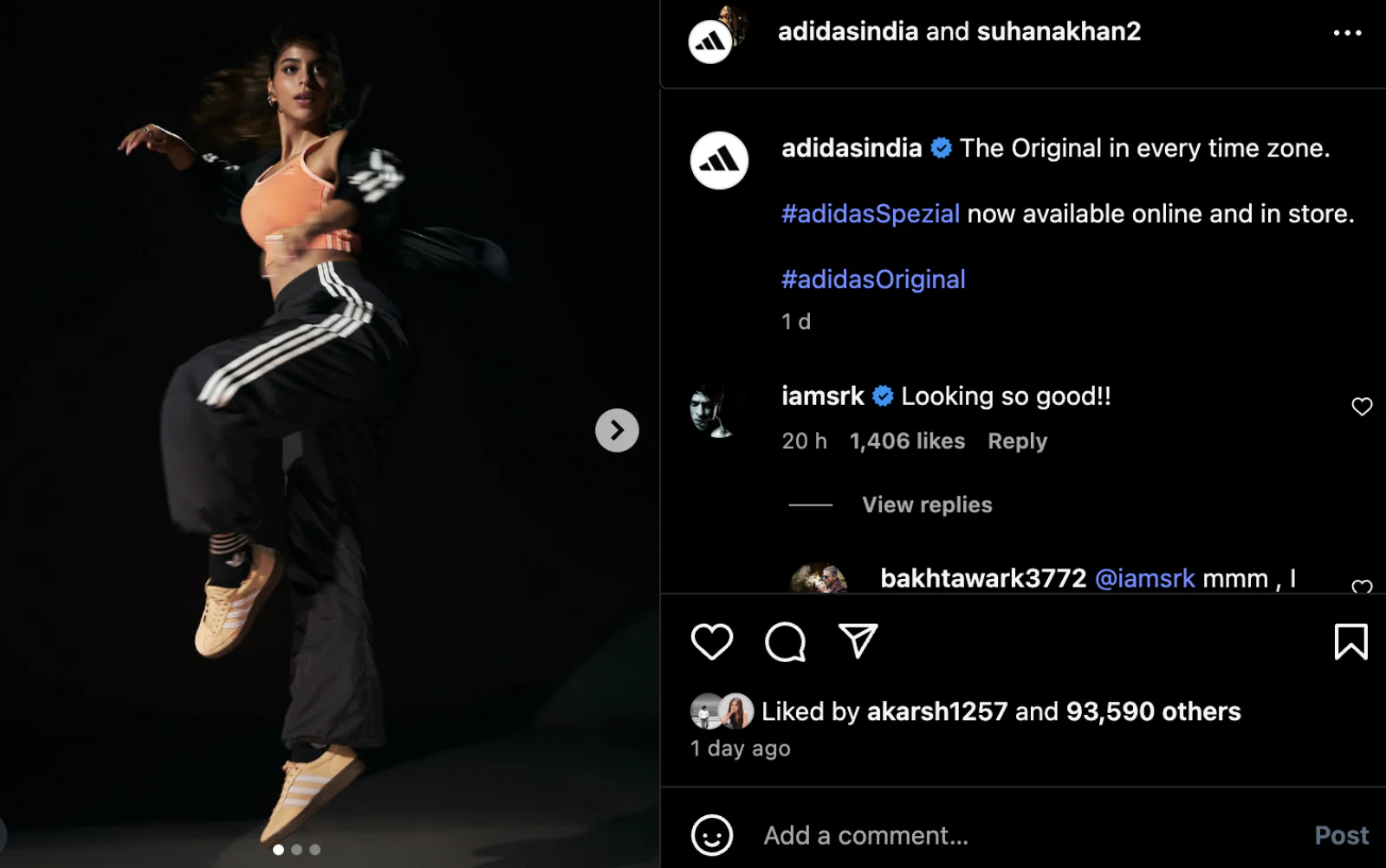Bollywood's King Khan wrote something like this on Suhana Khan's post, the actress happily showered love