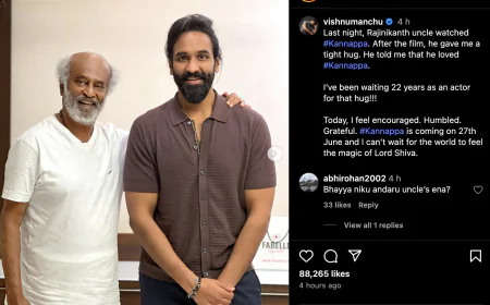 Vishnu Manchu's 22-year wait is over, Rajinikanth saw 'Kannappa' and hugged him