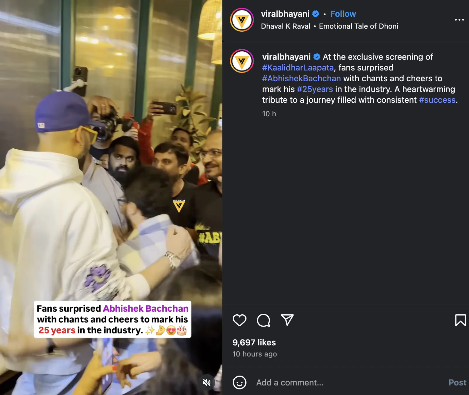 Fans were happy to see Abhishek during the special screening of 'Kalidhar Lapata', video viral