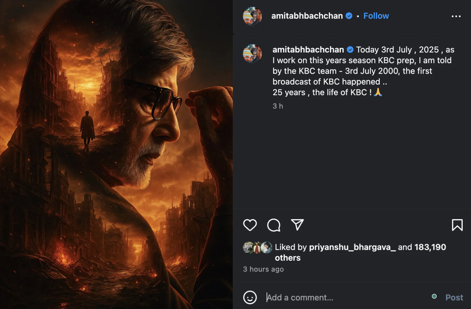 Amitabh Bachchan shared his great picture, remembering the 25 years journey of KBC show