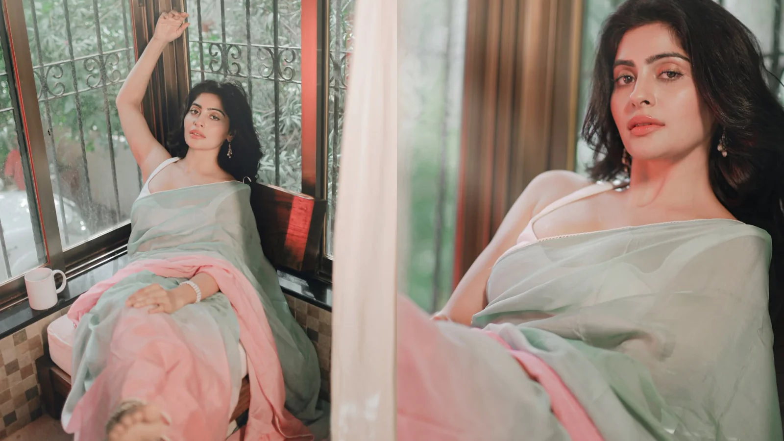 Yukti Kapoor Dazzles in Soothing Pastel Saree by Moora, Redefines Grace