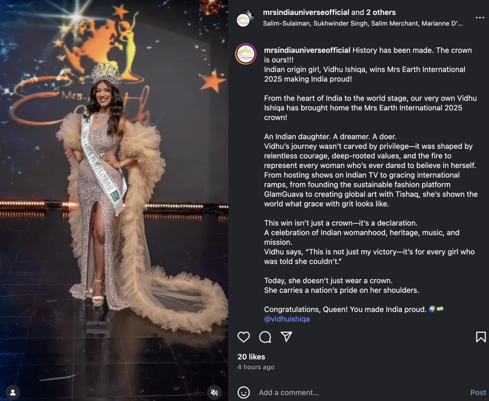 Vidhu Ishika became Mrs. Earth International, said- this is the victory of every girl who was told…