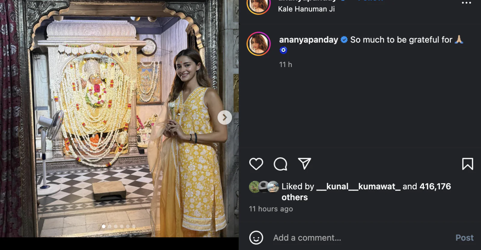 Ananya Pandey visited Kaale Hanuman Ji temple, expressed gratitude after brother Ahaan's debut