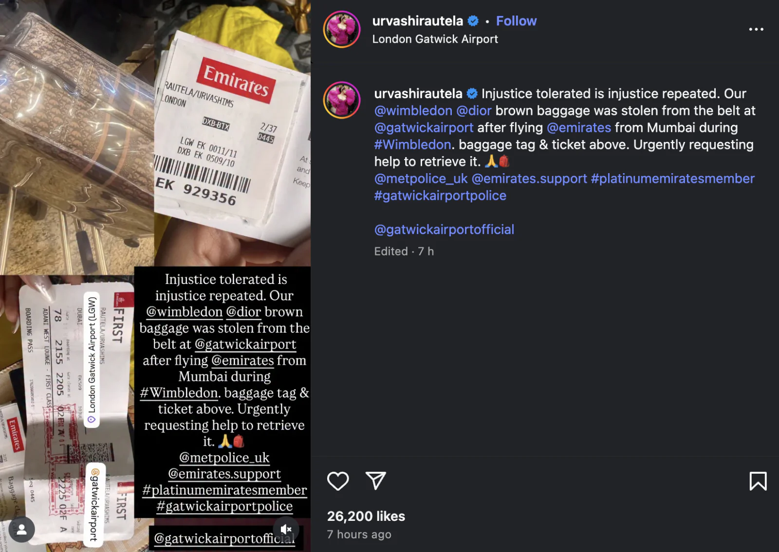 Urvashi Rautela's luxury bag was stolen in London