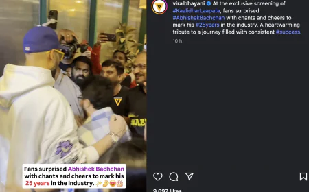 Fans were happy to see Abhishek during the special screening of 'Kalidhar Lapata', video viral