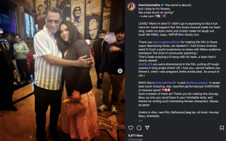 Richa Chadha shared a with Anurag Basu and praised 'Metro In Dino' in caption