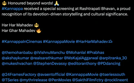 "Har Ghar Mahadev" was the producer's statement during the special screening of "Kannappa" at Rashtrapati Bhavan