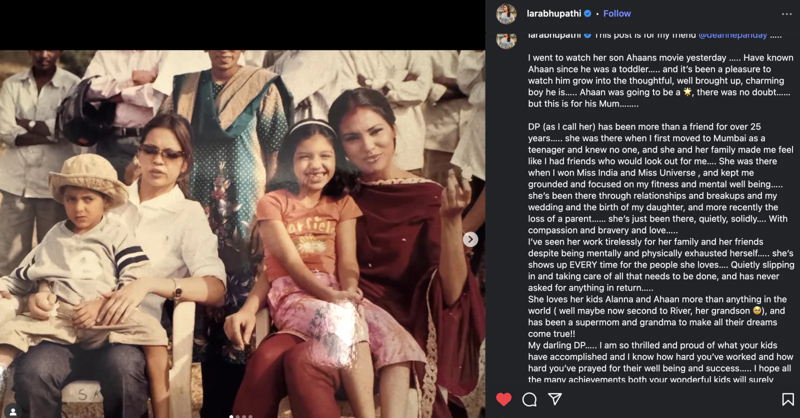'My Darling...', 'Saiyaara', Lara Dutta wrote a lovely note for Ahaan Pandey's mother Deanne