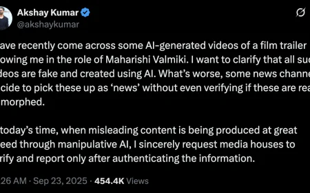 Akshay Kumar expresses displeasure over AI-generated videos of him, urging people to be cautious