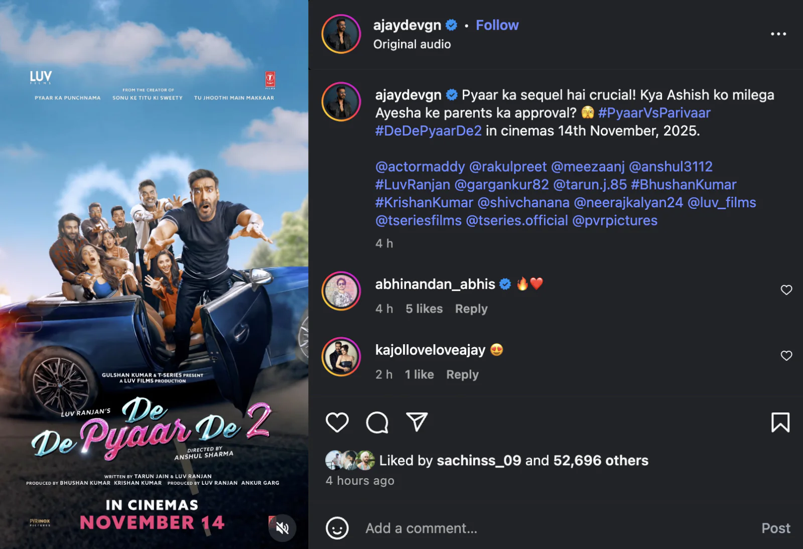 Ajay Devgn Announces “De De Pyaar De 2” Release Date, Shares Motion Poster