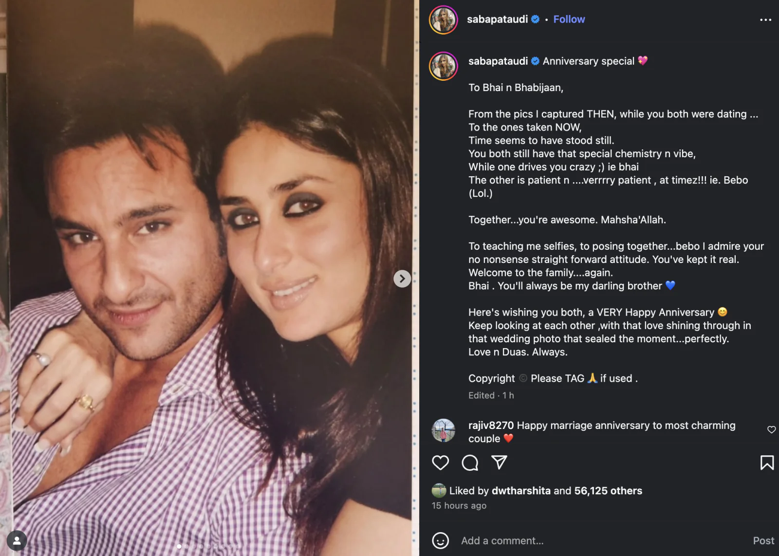 13 Years of Saifeena: Saba Ali Khan’s Sweet Post Melts Fans’ Hearts