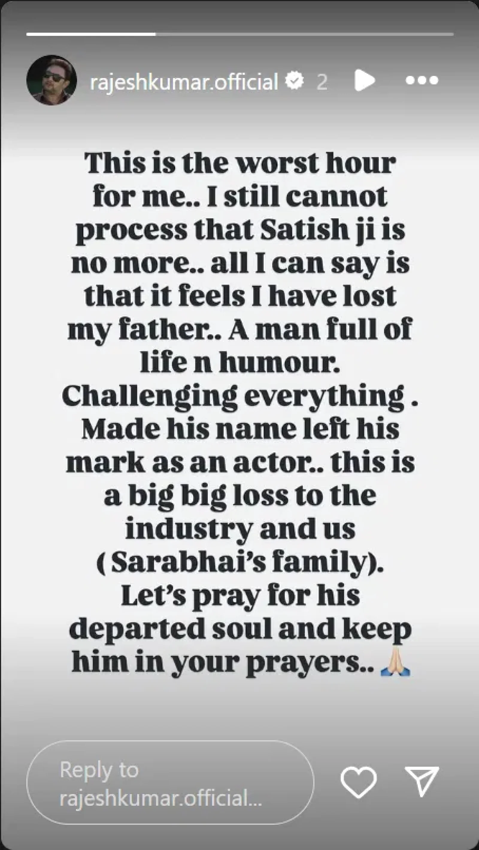 Rajesh Kumar Pays Emotional Tribute to Satish Shah: ‘It Feels Like I’ve Lost My Father’