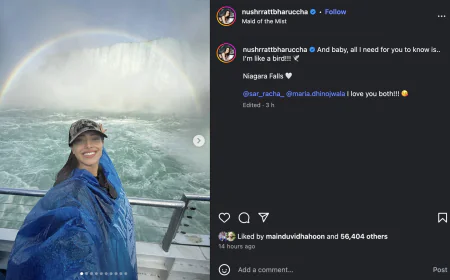 Nusrat Bharucha Amidst the Beautiful View of Niagara Falls, See the Actress' Carefree Style