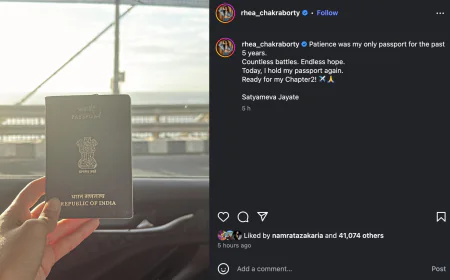 Passport Surrendered in 2020 Drugs Case Restored to Rhea Chakraborty