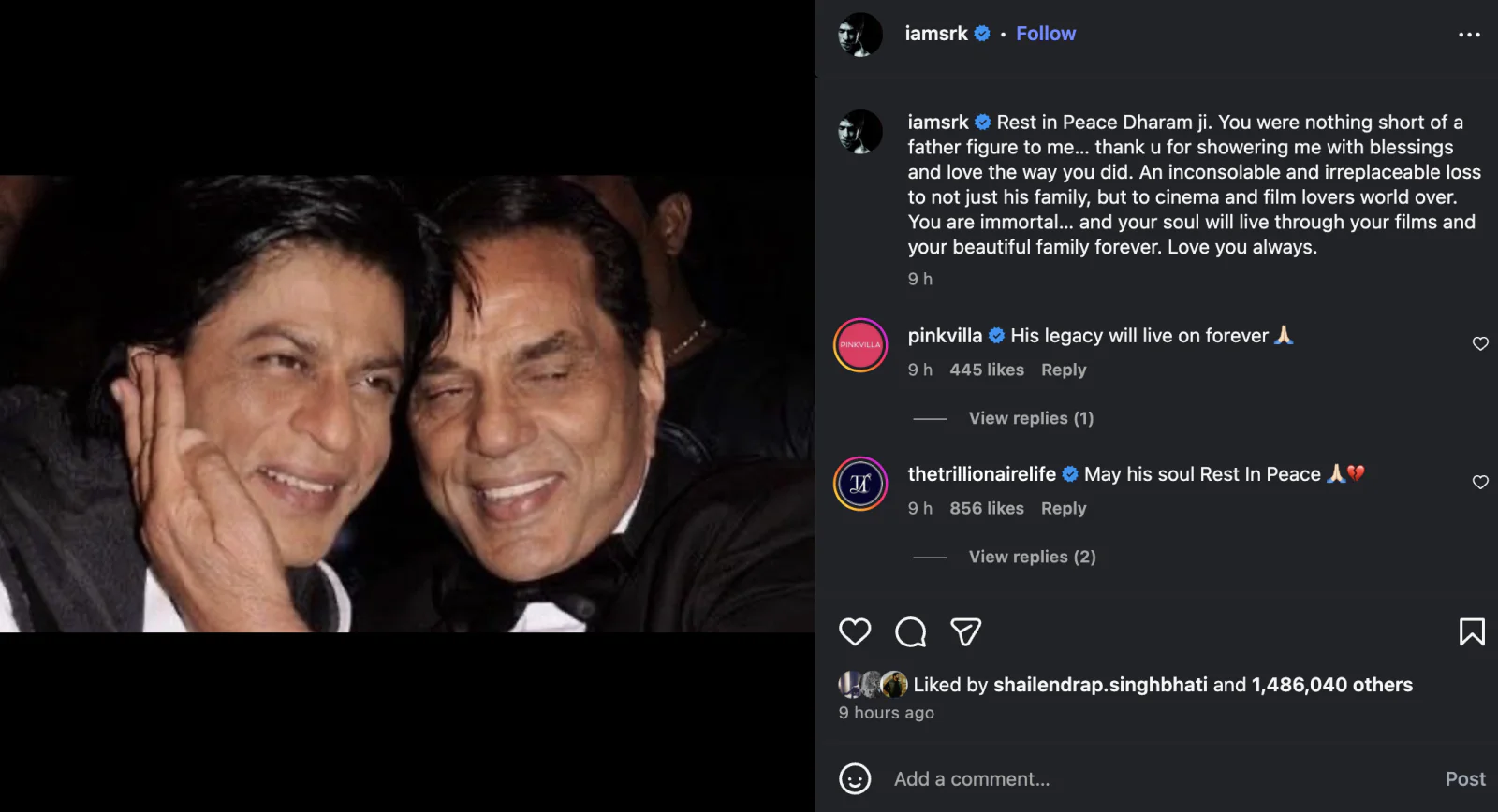 Bollywood Mourns as Dharmendra Passes Away; SRK Says ‘You Are Immortal’