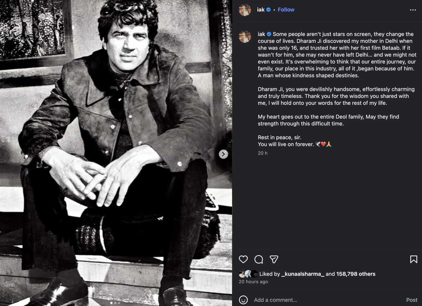 Ibrahim Ali Khan Shares Emotional Tribute, Says Dharmendra Shaped His Family’s Journey in Films