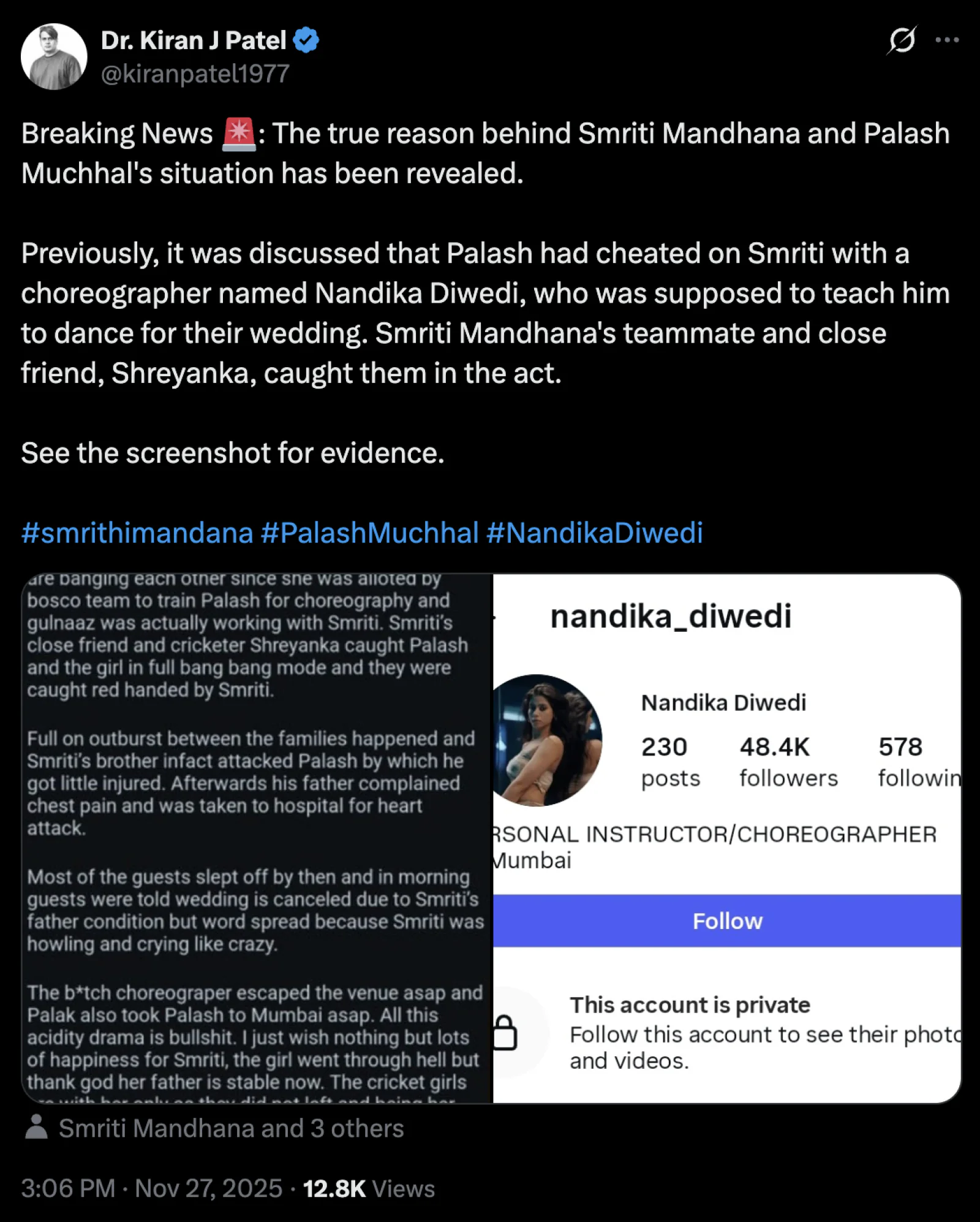 Rumors Cloud Smriti Mandhana’s Postponed Wedding Despite Family’s Clarification