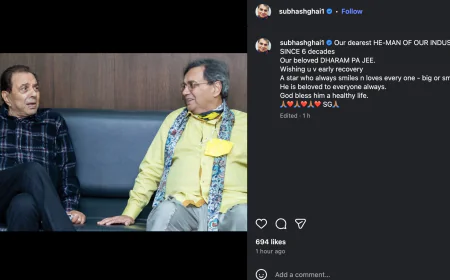 Dharmendra Recovering at Home; Subhash Ghai Pens Heartfelt Note for Veteran Actor
