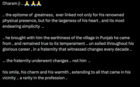 Amitabh Bachchan Pens Emotional Tribute as Dharmendra Passes Away at 89