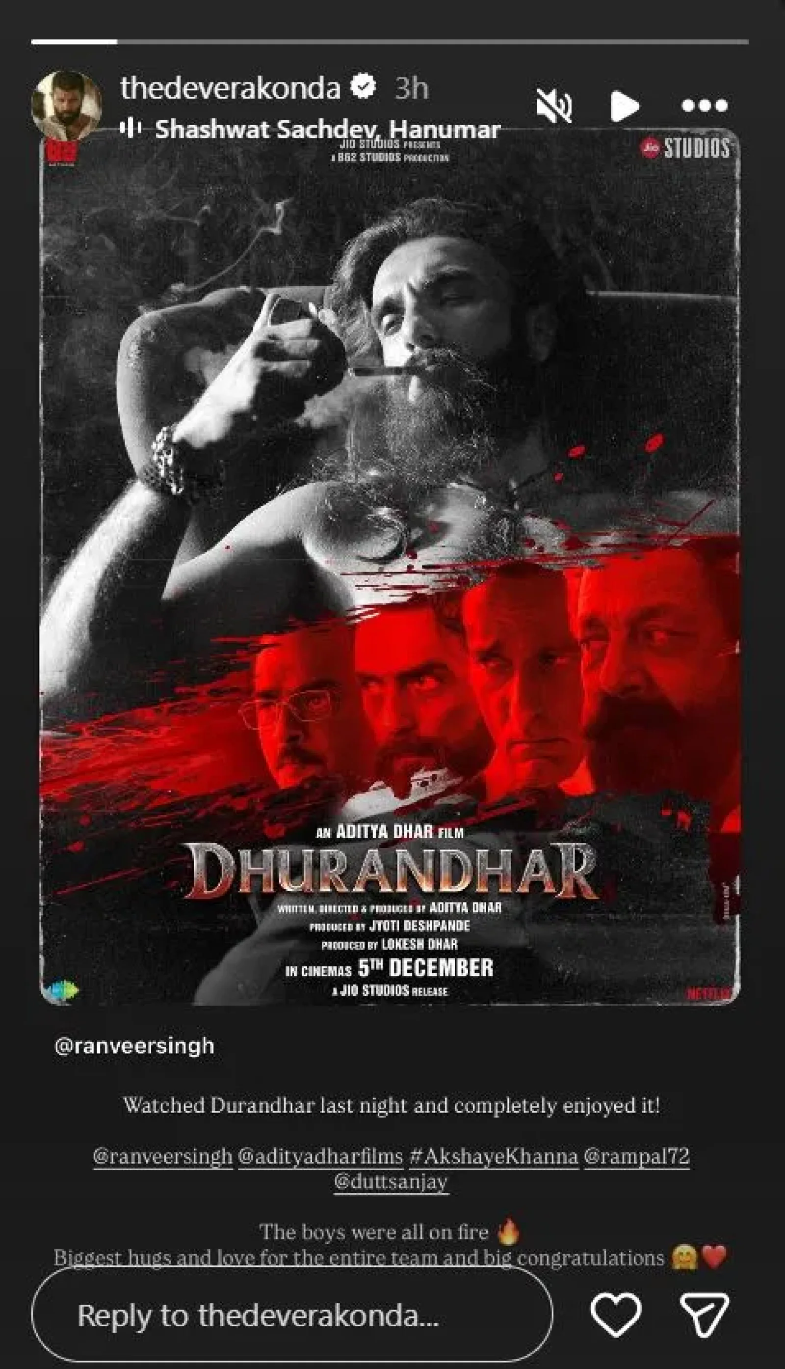 Ranveer Singh’s ‘Dhurandhar’ Continues Its Box Office Run, Wins Vijay Deverakonda’s Approval