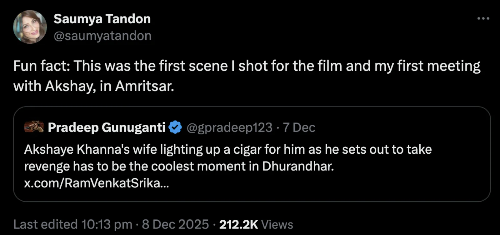 Saumya Tandon Reveals Her Most Powerful Scene in Blockbuster ‘Dhurandhar’