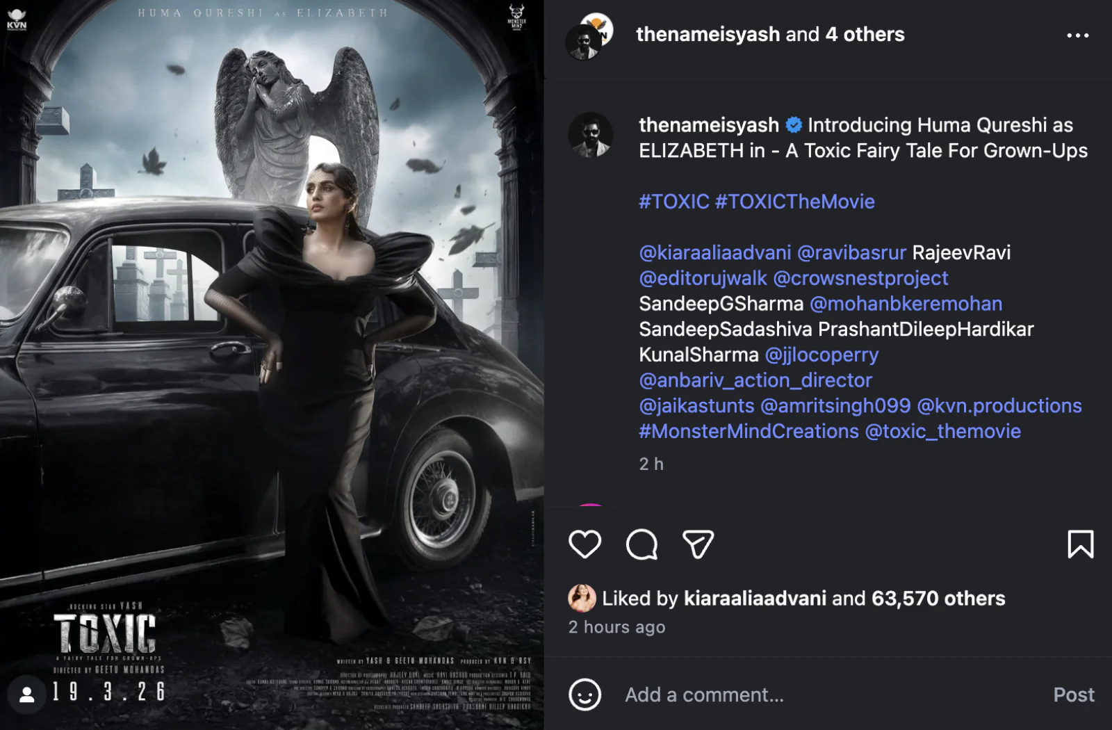 Huma Qureshi’s Regal First Look Revealed in Yash’s Upcoming Film ‘Toxic’