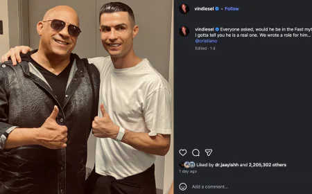 Vin Diesel Says Role Written for Cristiano Ronaldo in Upcoming ‘Fast & Furious’ Film