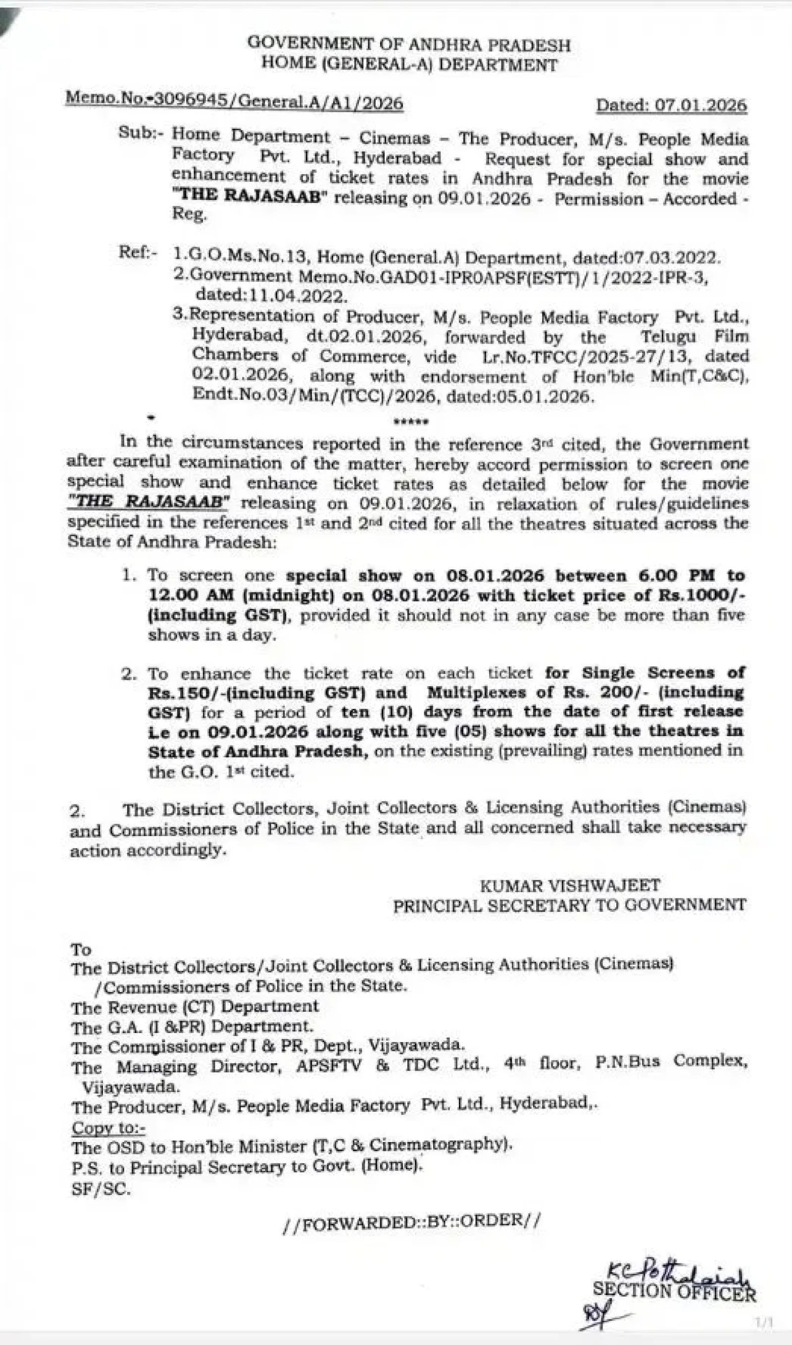 Andhra Pradesh Govt Approves Ticket Price Hike for Prabhas’ ‘The Raja Saab’