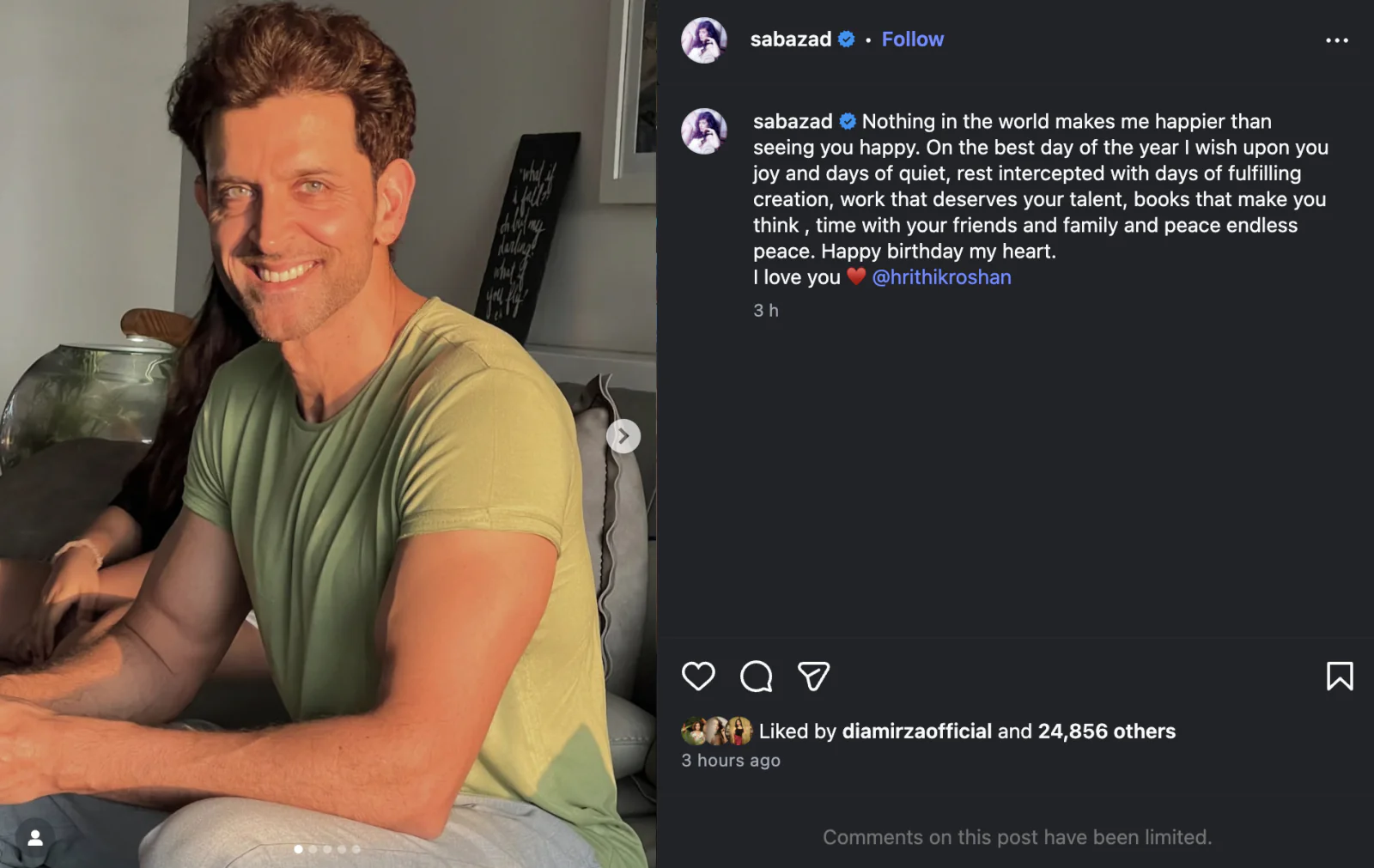 d’s Sweet Birthday Wish for Hrithik Roshan