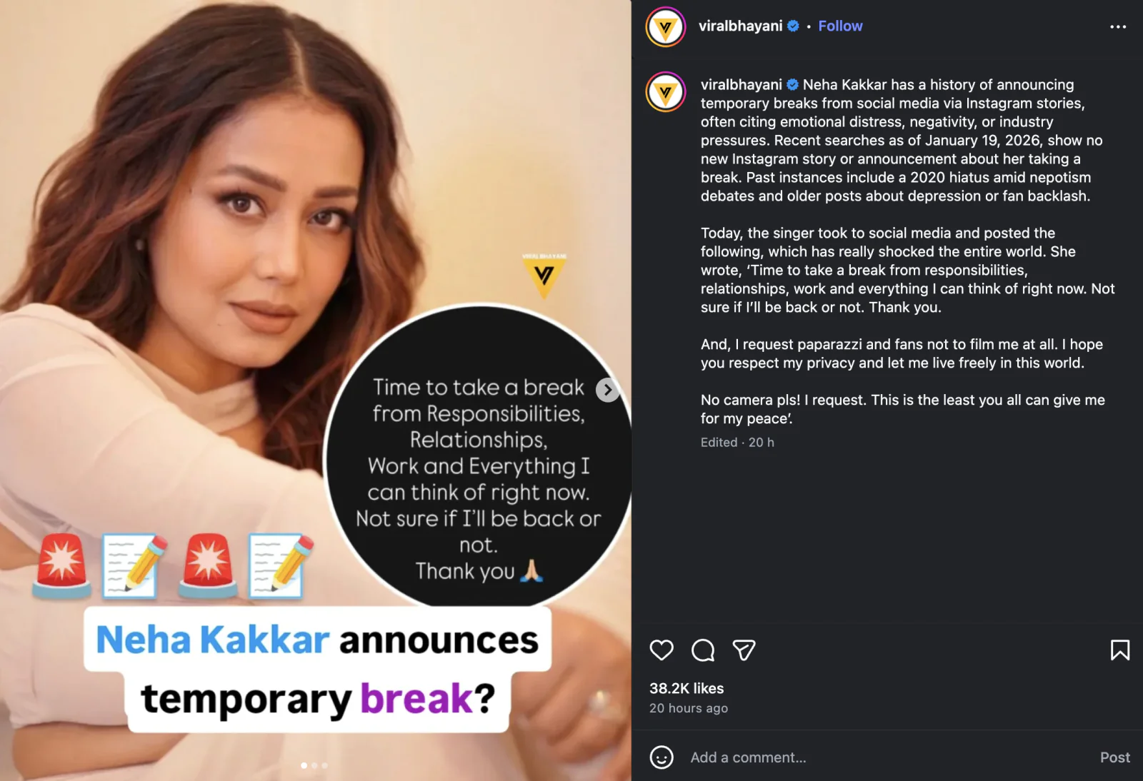 Neha Kakkar Breaks Silence on Divorce Rumours, Defends Husband Rohanpreet Singh