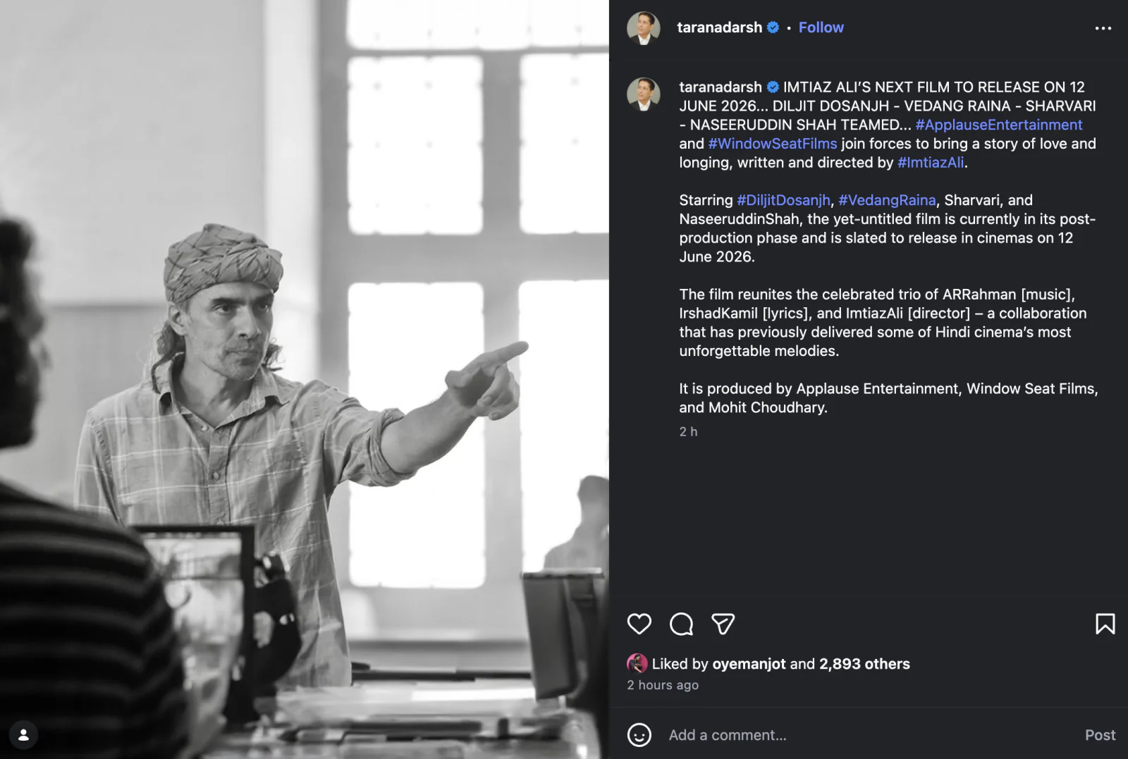 Imtiaz Ali Teams Up With Diljit Dosanjh, Naseeruddin Shah for New Film